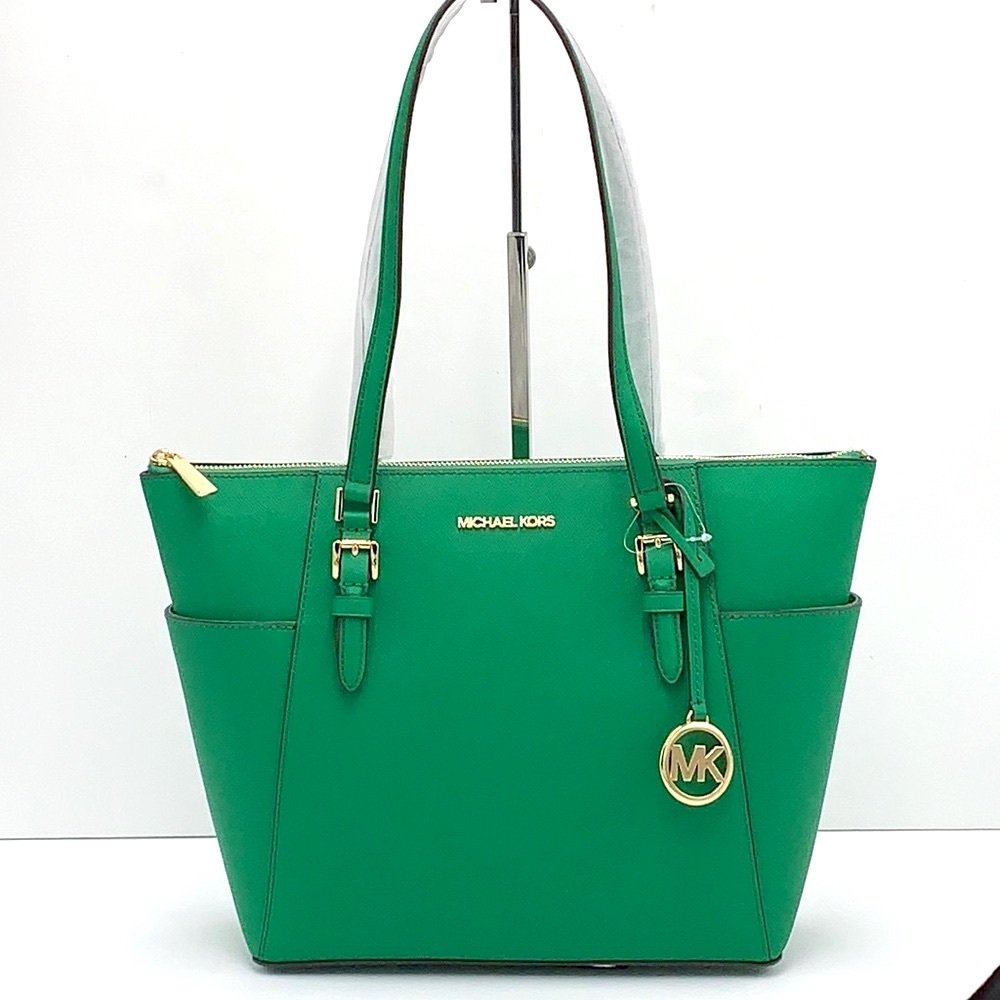 MICHAEL KORS CHARLOTTE LARGE TOP ZIP TOTE PALMETTO GREEN COLOR - Picture 3 of 16